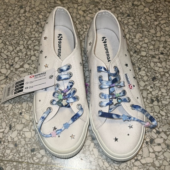 Nwt superga star white sneakers 39.5 - Picture 2 of 7